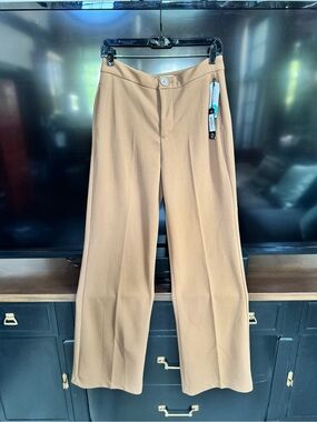 Wide-Leg Tan Trousers - Classic Women's Pants